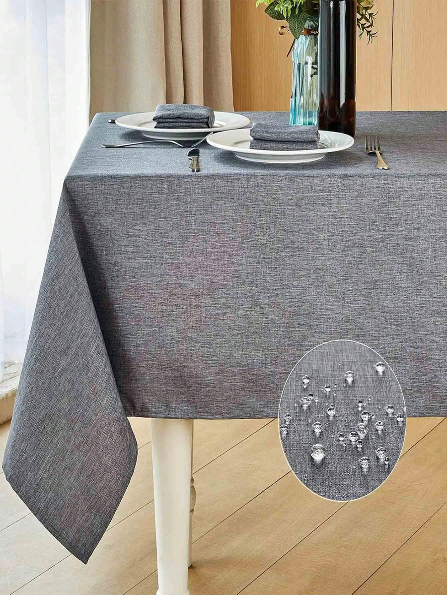 Wrinkle-Resistant, Water Repellent Faux Linen Rectangular Tablecloth With Classic Stitched Edge, Soft Fabric For Dining Room, Indoor, Party, Farmhouse, Outdoor Picnics, And Camping